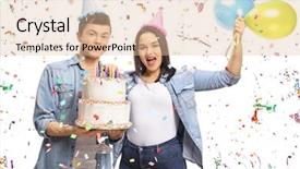  Presentation with confetti - Presentation enhanced with balloons with confetti streamers background and a lemonade colored foreground