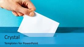  Presentation with european parliament - Presentation consisting of ballots - european union parliament election concept background and a teal colored foreground