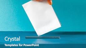  Presentation with european parliament - Beautiful presentation design featuring ballots - european union parliament election concept backdrop and a teal colored foreground