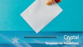 Presentation with european parliament - Presentation design having ballots - european union parliament election concept background and a teal colored foreground