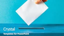  Presentation with european parliament - Audience pleasing presentation theme consisting of ballots - european union parliament election concept backdrop and a teal colored foreground