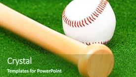  Presentation with mlb baseball game ball - Beautiful PPT layouts featuring close-up of baseball ball backdrop and a forest green colored foreground