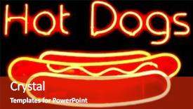  Presentation with neon - Presentation design consisting of hot dog bun neon sign background and a crimson colored foreground