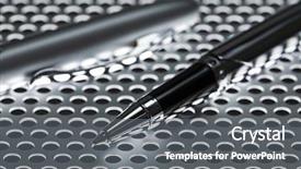  Presentation with sheet metal - Slide deck consisting of ballpoint pen on perforated metal background and a  colored foreground