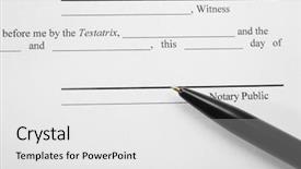  Presentation with last - Cool new slides with ballpoint pen on testament backdrop and a white colored foreground