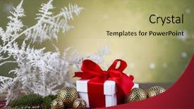  Presentation with christmas balls disco ball - Audience pleasing PPT layouts consisting of balls gift box with red backdrop and a mint green colored foreground