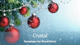  Presentation with christmas red - Presentation featuring balls hanging on fir tree background and a  colored foreground