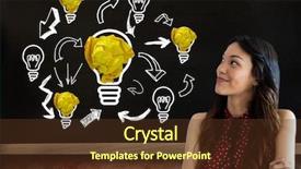  Presentation with light bulbs - Beautiful PPT theme featuring balls in front of blackboard backdrop and a  colored foreground
