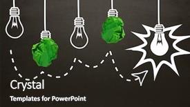  Presentation with light bulbs - Amazing PPT layouts having balls in front of blackboard backdrop and a  colored foreground