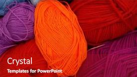  Presentation with yarn - PPT theme with balls-of-colored-yarn-handmade and a crimson colored foreground