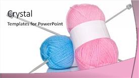  Presentation with needles - Presentation theme enhanced with balls of wool and knitting background and a white colored foreground