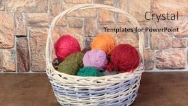  Presentation with knitting - Slides with balls-of-wool-for-knitting background and a coral colored foreground