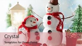  Presentation with snowmen - Slide set featuring balls of yarn button background and a coral colored foreground