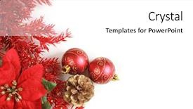  Presentation with pine cone - Beautiful PPT theme featuring balls pine cone and poinsettia backdrop and a white colored foreground