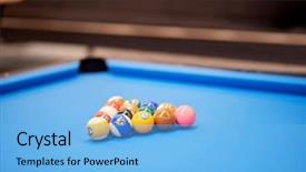  Presentation with triangle - Colorful slide deck enhanced with balls set arranged as triangle backdrop and a light blue colored foreground