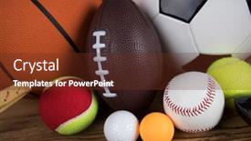  Presentation with sports balls - Presentation theme consisting of balls-sports-equipment-winner-background background and a tawny brown colored foreground