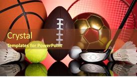  Presentation with sports balls - Beautiful presentation theme featuring balls-sports-equipment-winner-background backdrop and a tawny brown colored foreground