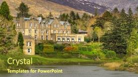  Presentation with ireland - Colorful presentation design enhanced with castle in connemara mountains ireland backdrop and a tawny brown colored foreground