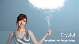  Presentation with cloud - Presentation theme having baloon - beautiful young woman holding cloud background and a seafoam green colored foreground