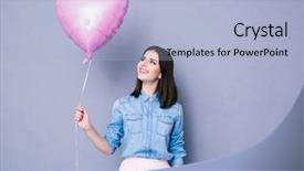  Presentation with balloon - Audience pleasing slide set consisting of baloon - happy woman holding balloon backdrop and a light blue colored foreground