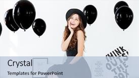  Presentation with korean culture inspired - Amazing theme having baloon - smiling inspired young woman backdrop and a light blue colored foreground