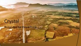  Presentation with bird eye view - Slide set consisting of blue baloons - aerial bird's-eye sunrise time view background and a gold colored foreground