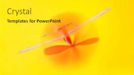  Presentation with yellow wood - Audience pleasing theme consisting of balsa-wood-rubber-band-powered backdrop and a light gray colored foreground