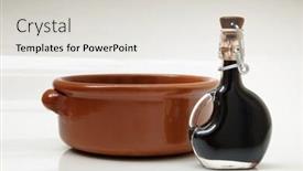  Presentation with bowl - Beautiful presentation theme featuring balsamic-vinegar-and-earthenware-bowl backdrop and a  colored foreground