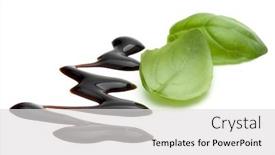  Presentation with salad dressing - Audience pleasing slide set consisting of balsamic-vinegar-cream-and-basil backdrop and a light gray colored foreground