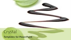  Presentation with salad dressing - Colorful theme enhanced with balsamic vinegar cream and basil leaves isolated over white background italian salad dressing sauce backdrop and a yellow colored foreground