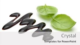  Presentation with salad dressing - Beautiful PPT theme featuring balsamic-vinegar-cream-and-basil backdrop and a light gray colored foreground