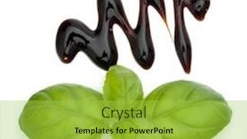  Presentation with salad dressing - Presentation design having balsamic-vinegar-cream-and-basil background and a yellow colored foreground