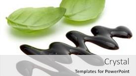  Presentation with salad dressing - Slide set featuring balsamic-vinegar-cream-and-basil background and a light gray colored foreground