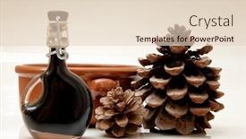  Presentation with pine - Presentation theme having balsamic-vinegar-earthenware-bowl background and a lemonade colored foreground