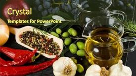  Presentation with mediterranean food - Colorful slide set enhanced with balsamic vinegar with mediterranean food backdrop and a tawny brown colored foreground