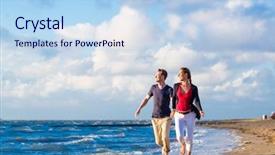  Presentation with romantic beach - Cool new PPT theme with baltic - couple enjoying romantic sunset backdrop and a light blue colored foreground