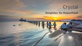  Presentation with sea - Beautiful presentation design featuring baltic-sea-beach-in-babie backdrop and a coral colored foreground