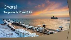  Presentation with poland - Colorful presentation enhanced with baltic-sea-beach-in-babie backdrop and a ocean colored foreground