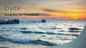  Presentation with poland - Slide set consisting of baltic-sea-beach-in-babie background and a coral colored foreground