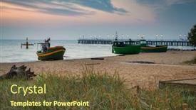  Presentation with sea - PPT theme with baltic-sea-beach-in-gdynia background and a tawny brown colored foreground