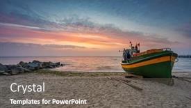  Presentation with sea - Theme featuring baltic-sea-beach-in-gdynia background and a gray colored foreground