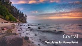  Presentation with sea - Theme with baltic-sea-beach-in-gdynia background and a gray colored foreground