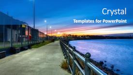  Presentation with sea port - Beautiful presentation design featuring baltic-sea-beach-in-new backdrop and a teal colored foreground