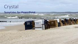  Presentation with stormy sea - Audience pleasing presentation design consisting of baltic sea beach on a stormy summer day in ustka poland backdrop and a sky blue colored foreground