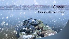  Presentation with sunset coast of the sea - Theme having baltic sea coast near solvesborg background and a light blue colored foreground