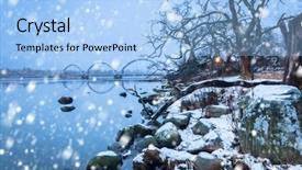  Presentation with sunset coast of the sea - Presentation theme featuring baltic sea coast near solvesborg background and a light blue colored foreground