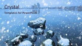  Presentation with sunset coast of the sea - Cool new slide set with baltic sea coast near solvesborg backdrop and a light blue colored foreground