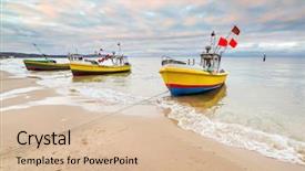  Presentation with fishing boats - Slide set consisting of baltic sea in poland background and a lemonade colored foreground