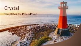  Presentation with rocky shore - Cool new PPT theme with baltic sea sailing and navigation backdrop and a lemonade colored foreground