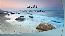  Presentation with sunset coast of the sea - Beautiful PPT theme featuring baltic sea scenery at sunset backdrop and a light blue colored foreground